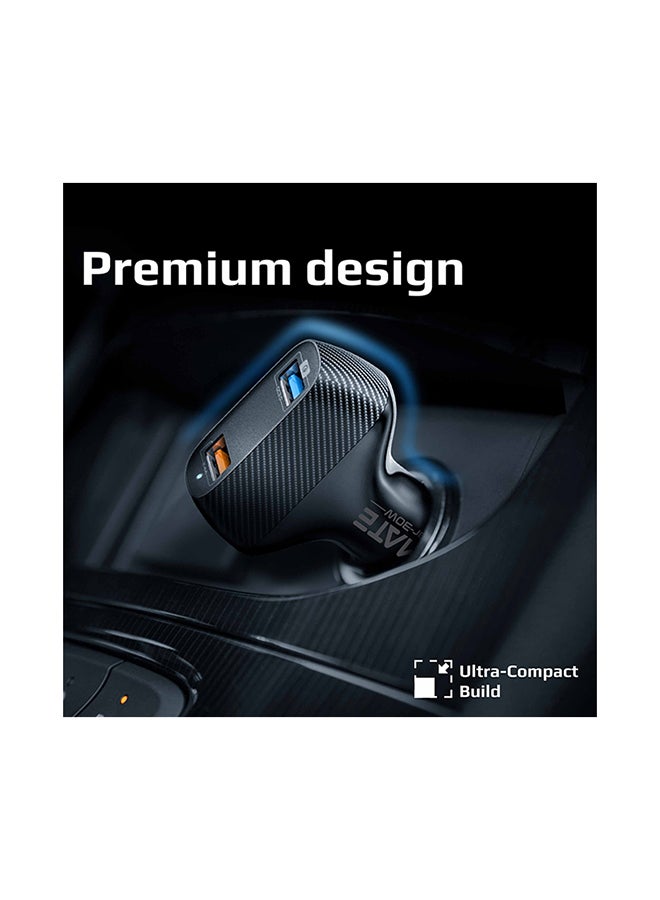 Promate Car Charger, Ultra-Fast 30W Qualcomm Quick Charge 3.0 Car Adapter with 2.4A USB Port, Adaptive Charge Technology and Over-Charge Protection Black