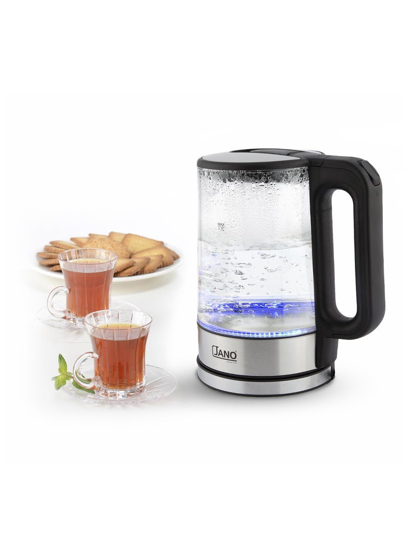 Jano Electric Glass Kettle 1.7 L 2200 W E03219 Silver/Black/Clear - Image 4