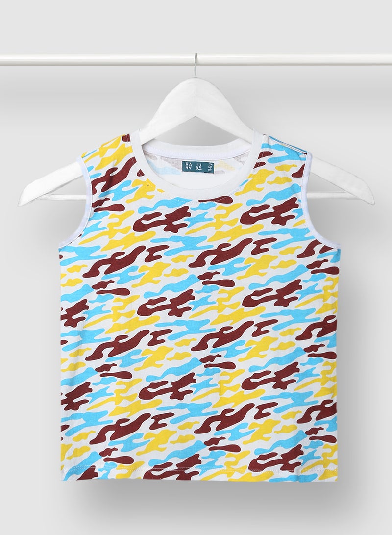RAHA - Boys Printed Casual Cotton Long lasting  T-Shirt Brown - Image 1
