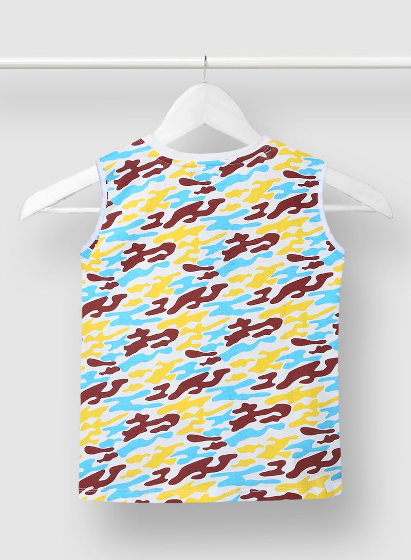 RAHA - Boys Printed Casual Cotton Long lasting  T-Shirt Brown - Image 1