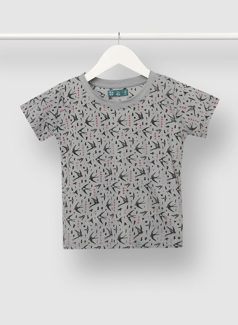RAHA Boys Printed T-Shirt Black / Grey  - Image 1