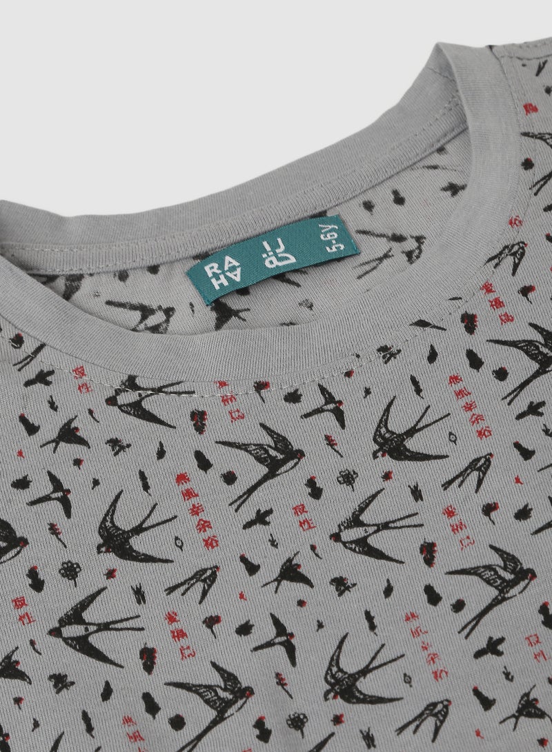 RAHA Boys Printed T-Shirt Black / Grey  - Image 3