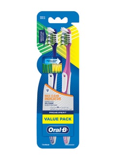 2-Piece Pro-Expert Max Clean Indicator Manual Toothbrush Medium Value Pack Multicolour