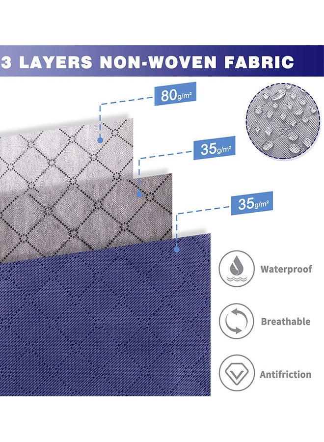 4-Piece Zipped Large Foldable Storage Bag Organizer With Reinforced Handle Blue/White 60x40x35cm  - Image 3