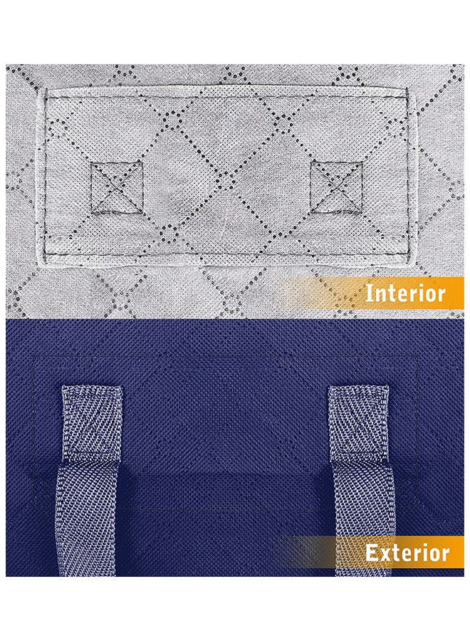 4-Piece Zipped Large Foldable Storage Bag Organizer With Reinforced Handle Blue/White 60x40x35cm  - Image 5
