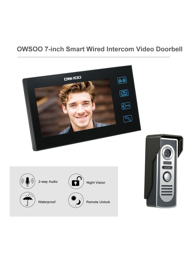 OWSOO 7-inch Colour Video Phone Doorbell Intercom Kit Black