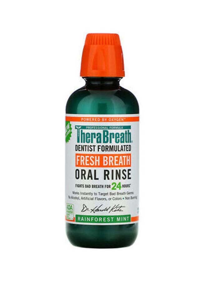 TheraBreath Fresh Breath, Oral Rinse, Rainforest Mint Green 473ml  - Image 1