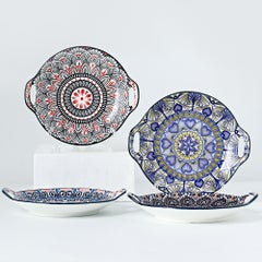 Shuer 4-Piece Hand-Painted Round Plates Ceramic Multicolour 23.5x20x4cm  - Image 2