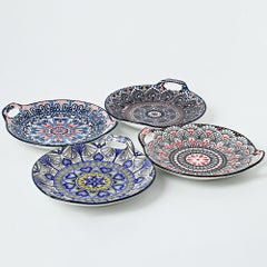 Shuer 4-Piece Hand-Painted Round Plates Ceramic Multicolour 23.5x20x4cm  - Image 3