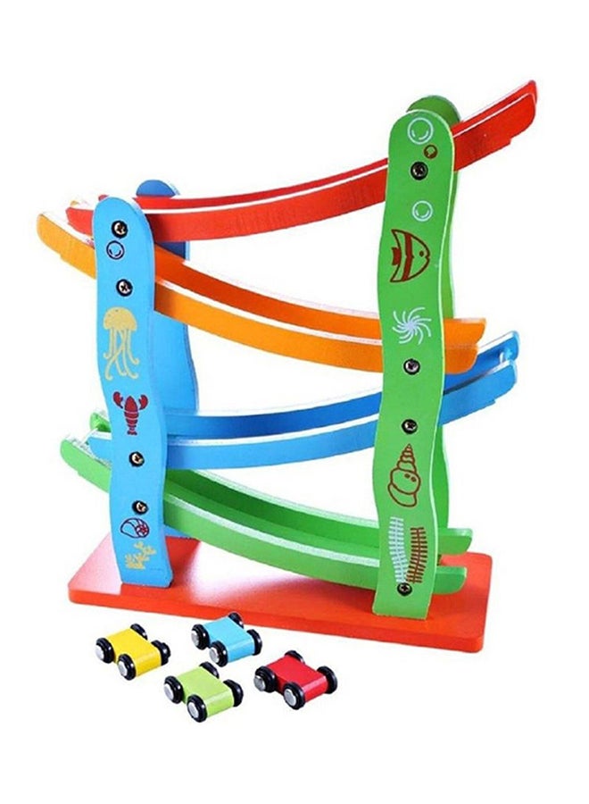 Colourful Wooden Track Race Set Miniature Car With Sliding Track Racer For Kids  - Image 2