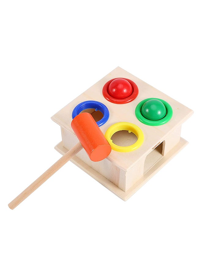 Generic - Classic Bright Colourful Grasping Handle Wooden Hammering Ball Game Box For Kids 10x10x10cm - Image 1