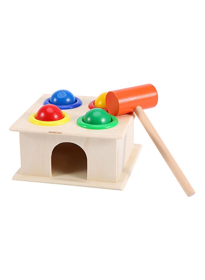 Generic - Classic Bright Colourful Grasping Handle Wooden Hammering Ball Game Box For Kids 10x10x10cm - Image 1