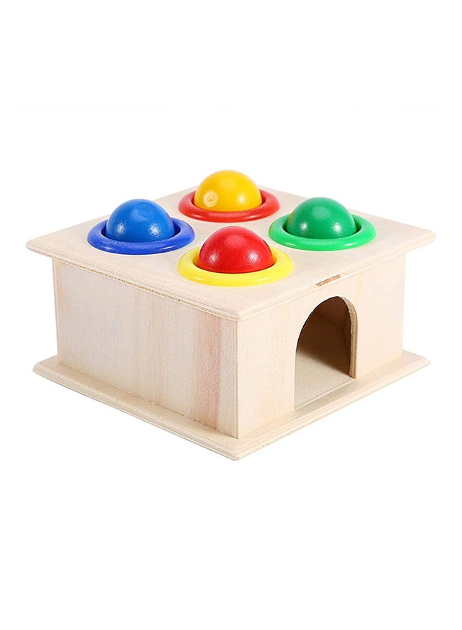 Generic - Classic Bright Colourful Grasping Handle Wooden Hammering Ball Game Box For Kids 10x10x10cm - Image 1