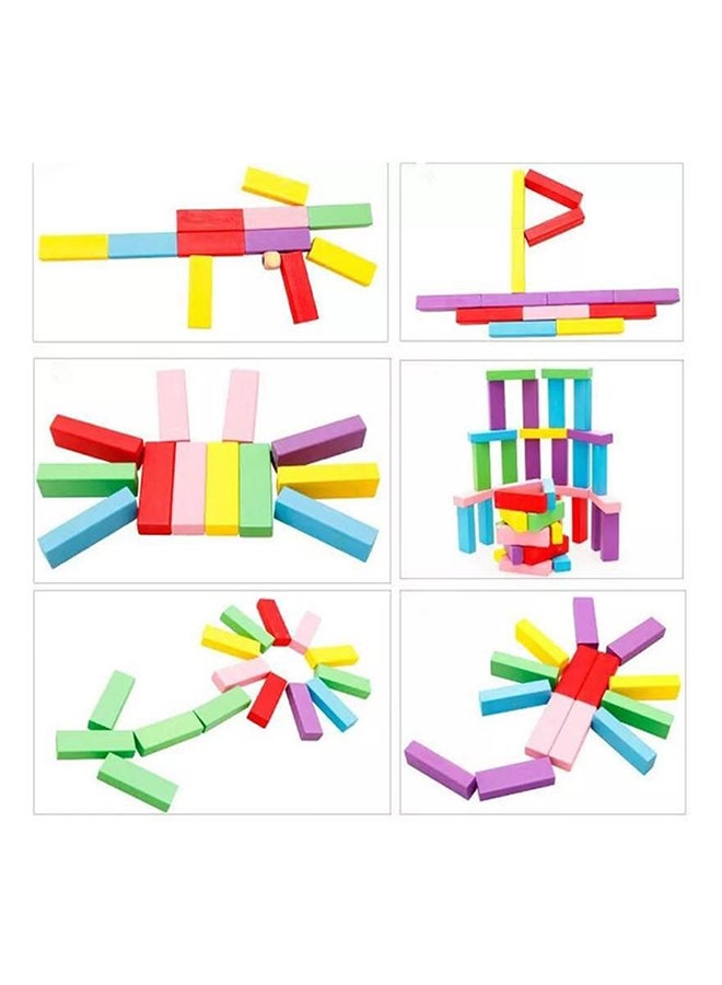 48-Piece Multicolour Non Toxic Smooth Edges Wooden Building Block Toy Game Set 7.5x2.5x1.5cm