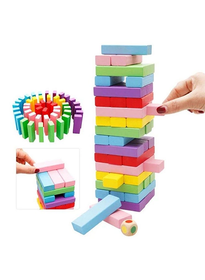 48-Piece Multicolour Non Toxic Smooth Edges Wooden Building Block Toy Game Set 7.5x2.5x1.5cm