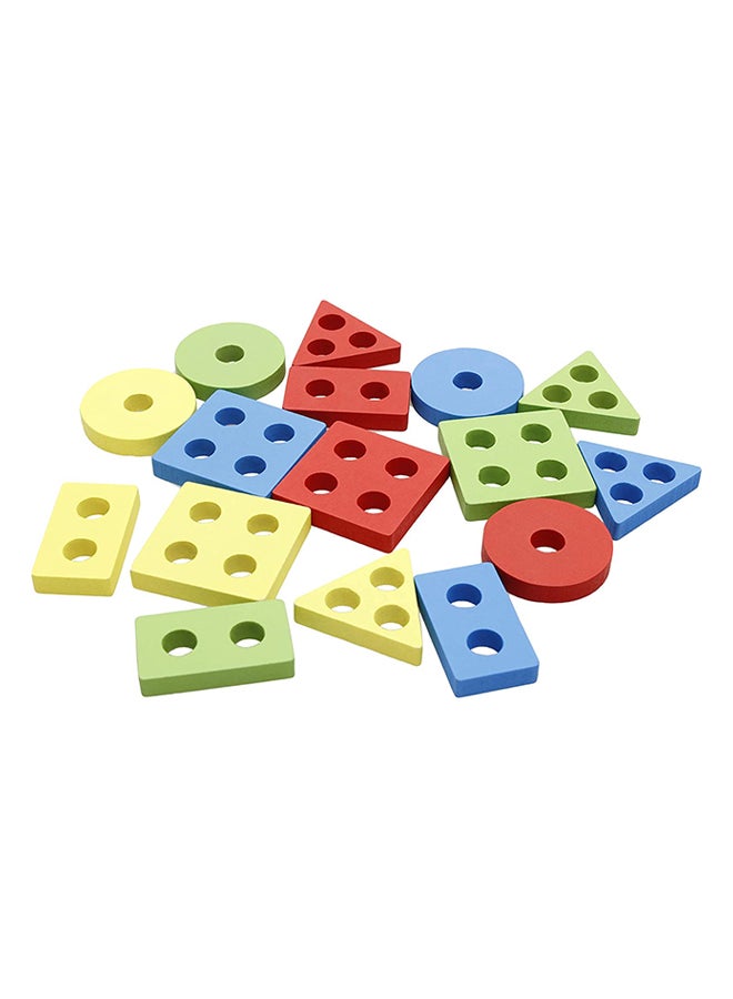 Lewo - Wooden Educational Multicolour Shape Recognition Stacking Block Set For Baby 6.3x5.31x2.76inch - Image 1