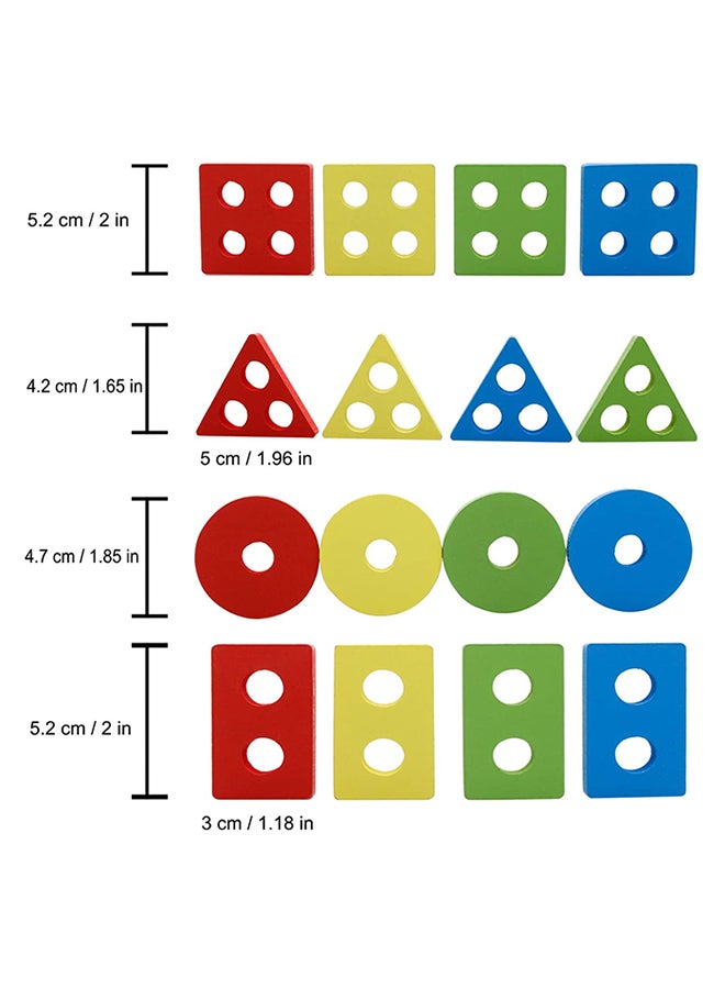 Lewo - Wooden Educational Multicolour Shape Recognition Stacking Block Set For Baby 6.3x5.31x2.76inch - Image 1