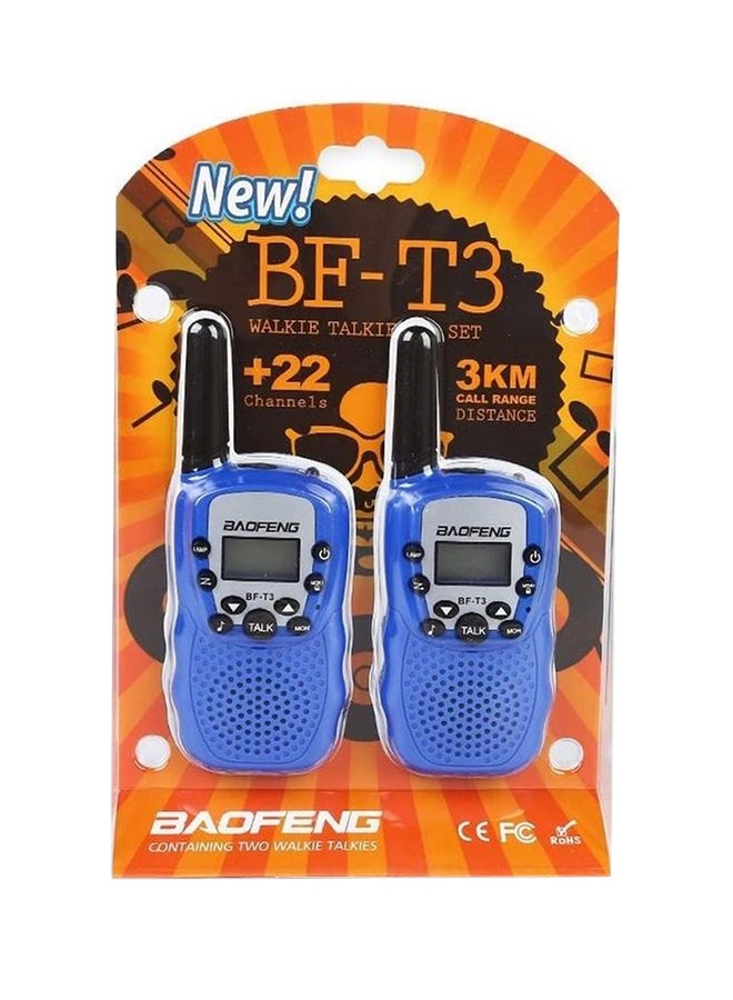 Generic - 2-Piece T-3 Walkie Talkie Set 14Cm Requires 1Aaa Batteries Blue Color For 7+ Years Age Group Kids 14cm - Image 1
