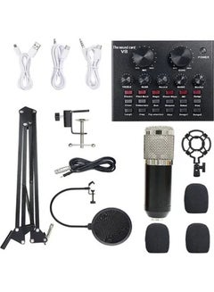 13-Piece Multifunctional Professional Live V8 Sound Card Microphone Set PSM-Mic02-BM800 Muticolour