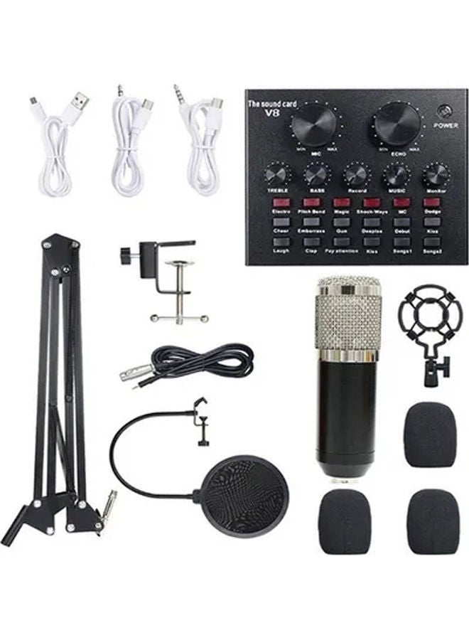Arabest - 13-Piece Multifunctional Professional Live V8 Sound Card Microphone Set PSM-Mic02-BM800 Muticolour - Image 1