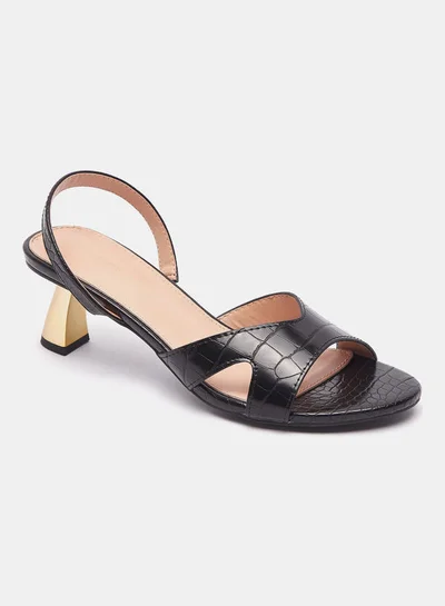shoexpress Textured Heeled Sandals Black
