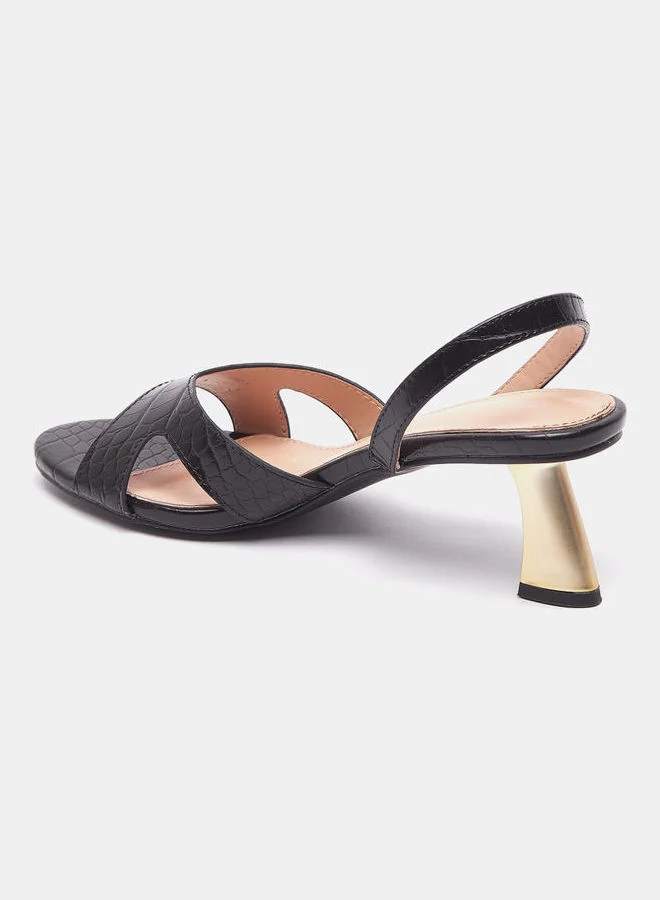 shoexpress Textured Heeled Sandals Black