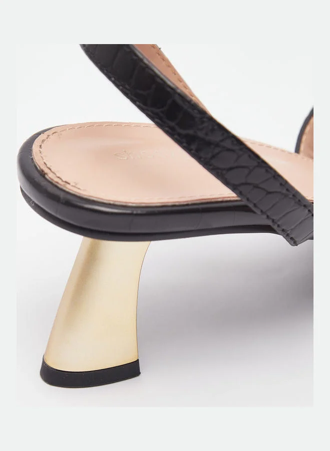 shoexpress Textured Heeled Sandals Black