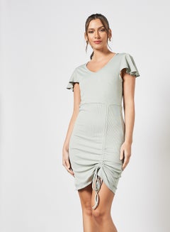 V-Neck Bodycon Dress Green