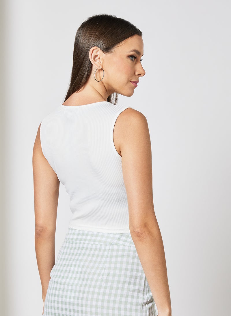 LABEL RAIL - Ruched Front Crop Top White - Image 1