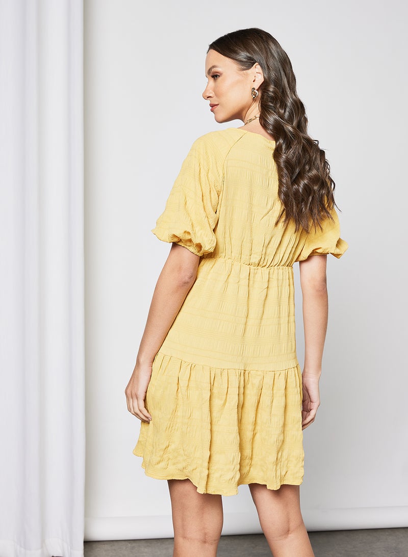 LABEL RAIL - V-Neck Mini Dress Yellow - Image 1