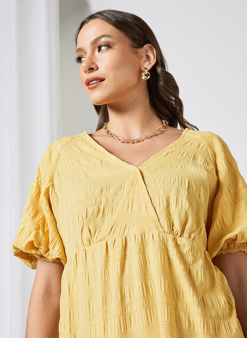 LABEL RAIL - V-Neck Mini Dress Yellow - Image 1