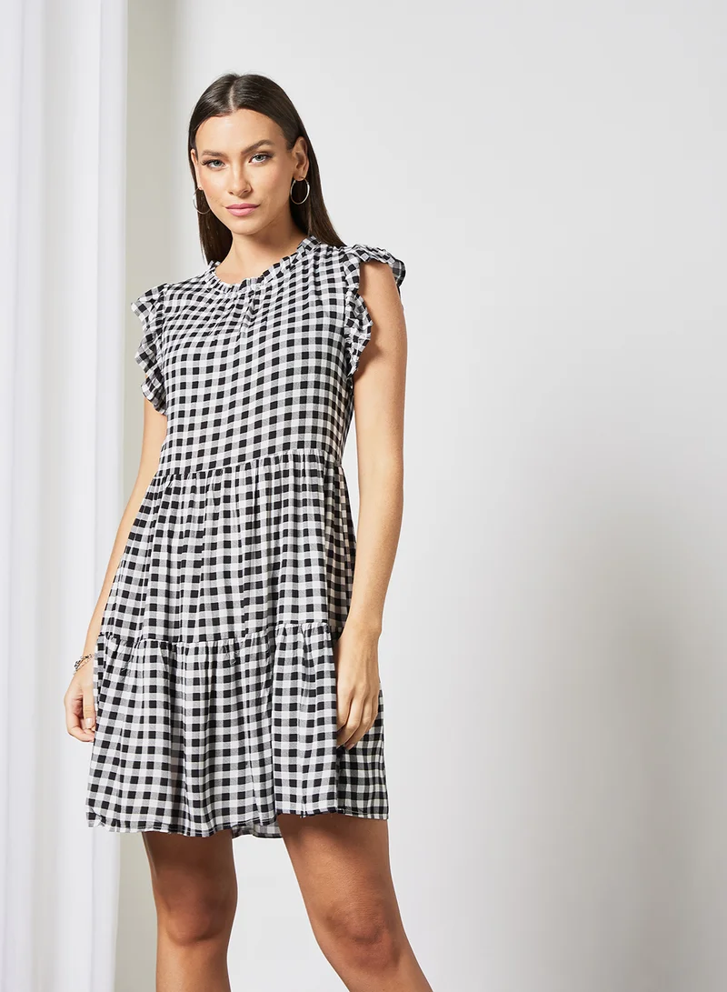 LABEL RAIL Checkered Dress