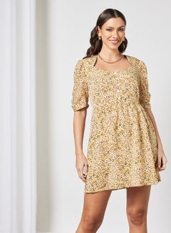 Floral Print Dress Yellow