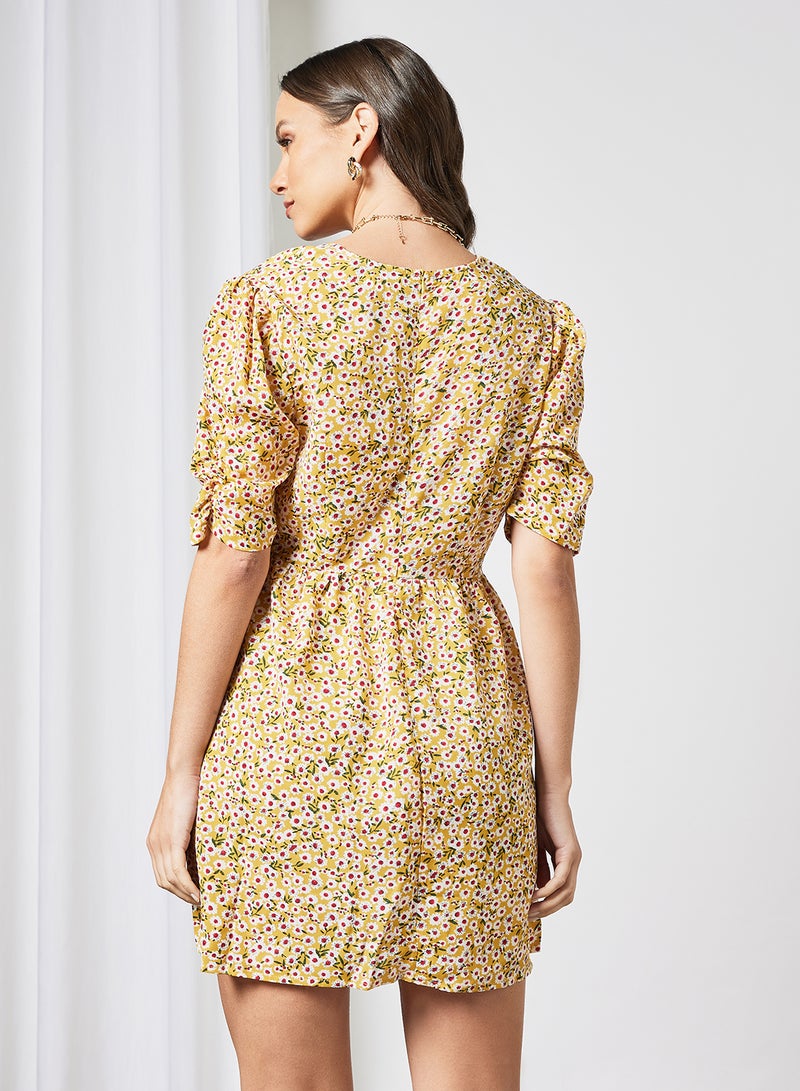 LABEL RAIL - Floral Print Dress Yellow - Image 1