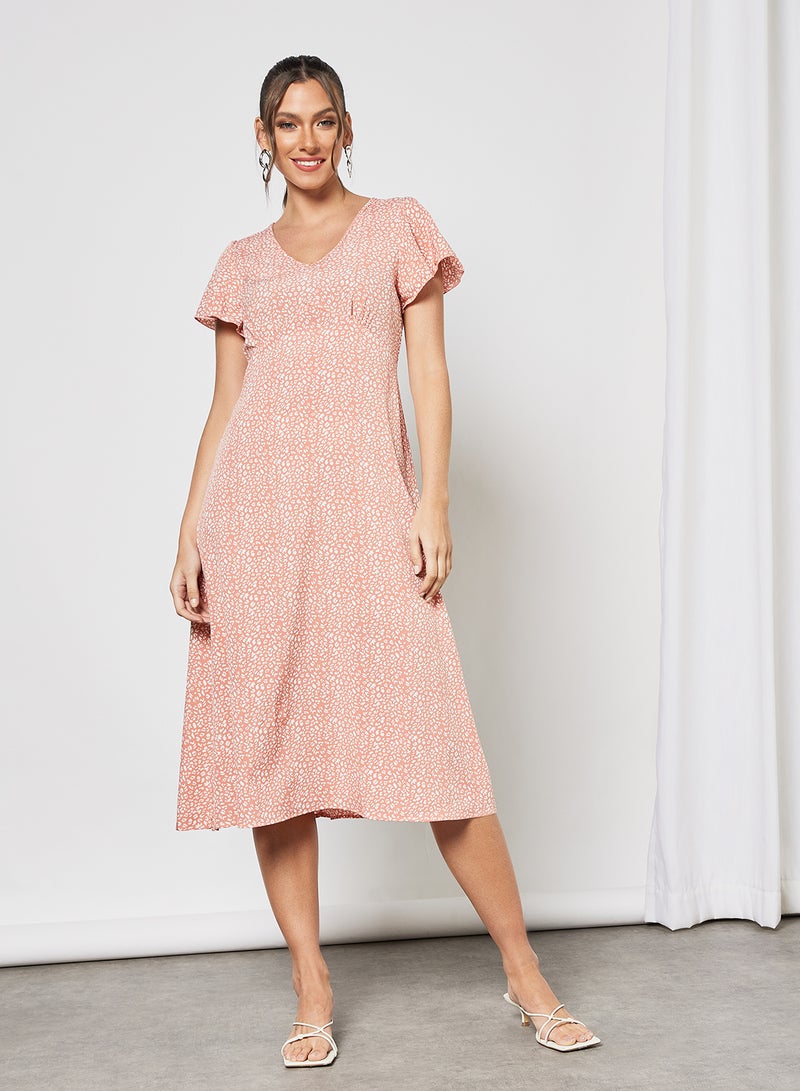 LABEL RAIL - All-Over Print Midi Dress Pink - Image 1