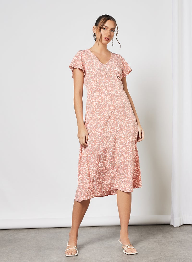 LABEL RAIL - All-Over Print Midi Dress Pink - Image 1
