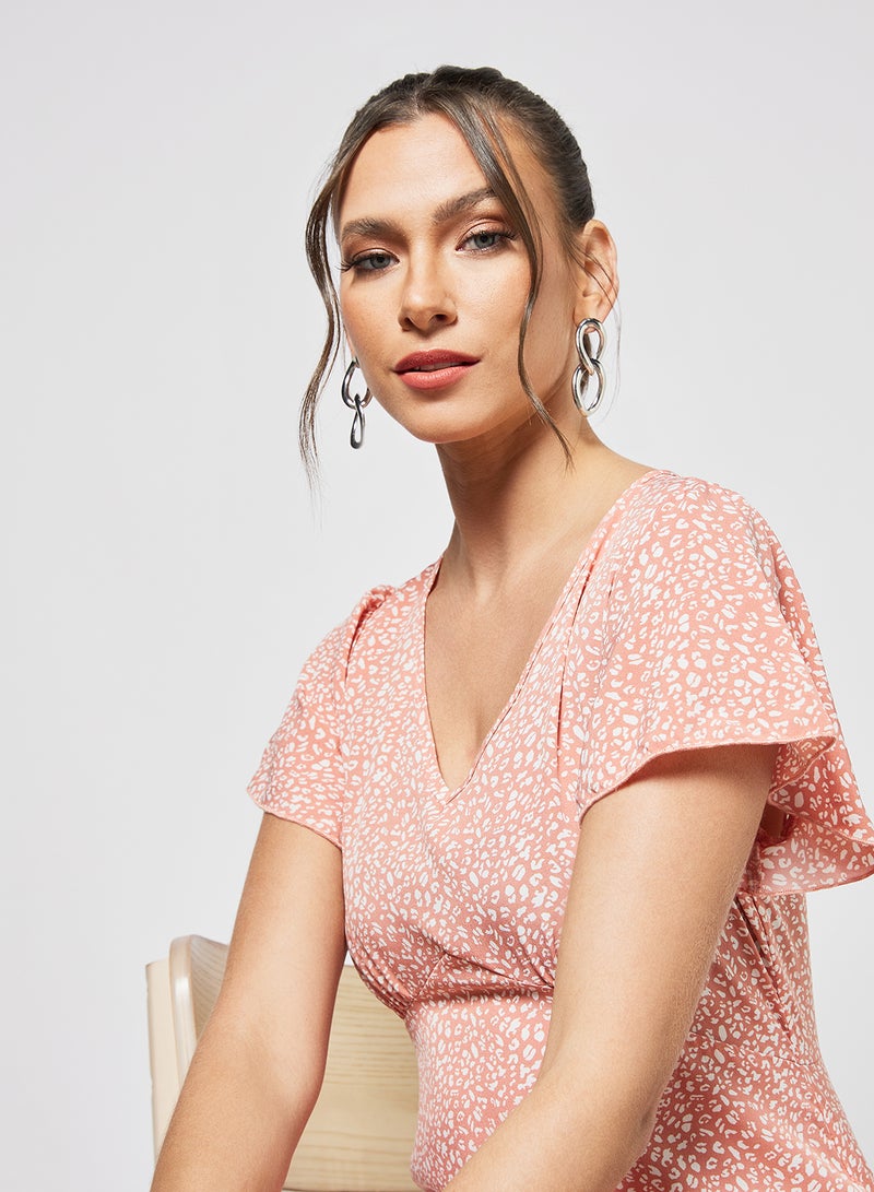 LABEL RAIL - All-Over Print Midi Dress Pink - Image 1