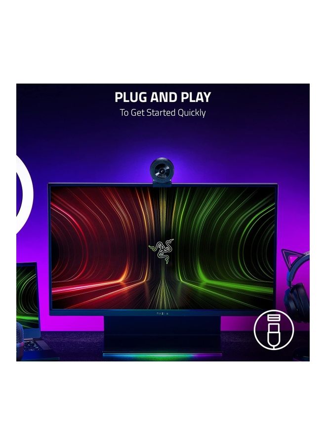 RAZER - Kiyo X Full HD Streaming Webcam RAZER19-04170100-R3M1BLK - Wired - Image 1