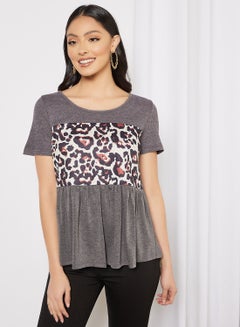 Animal Print T-Shirt Grey