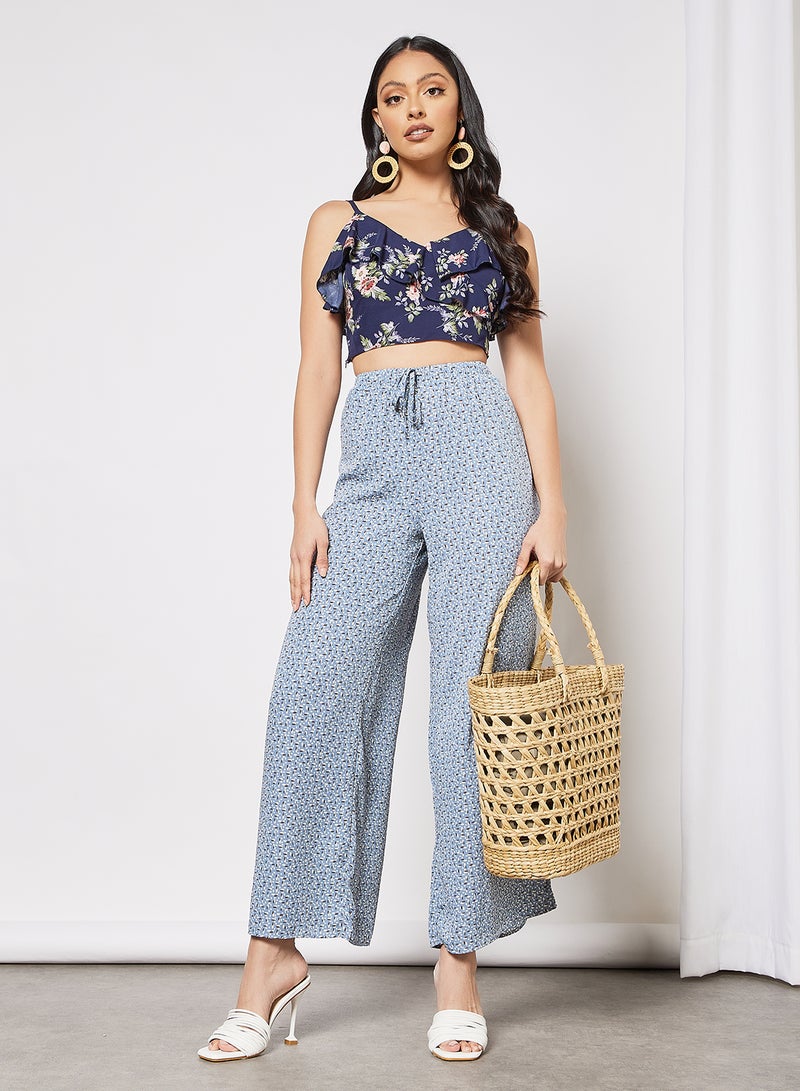 LABEL RAIL Floral Print Crop Top Blue - Image 2