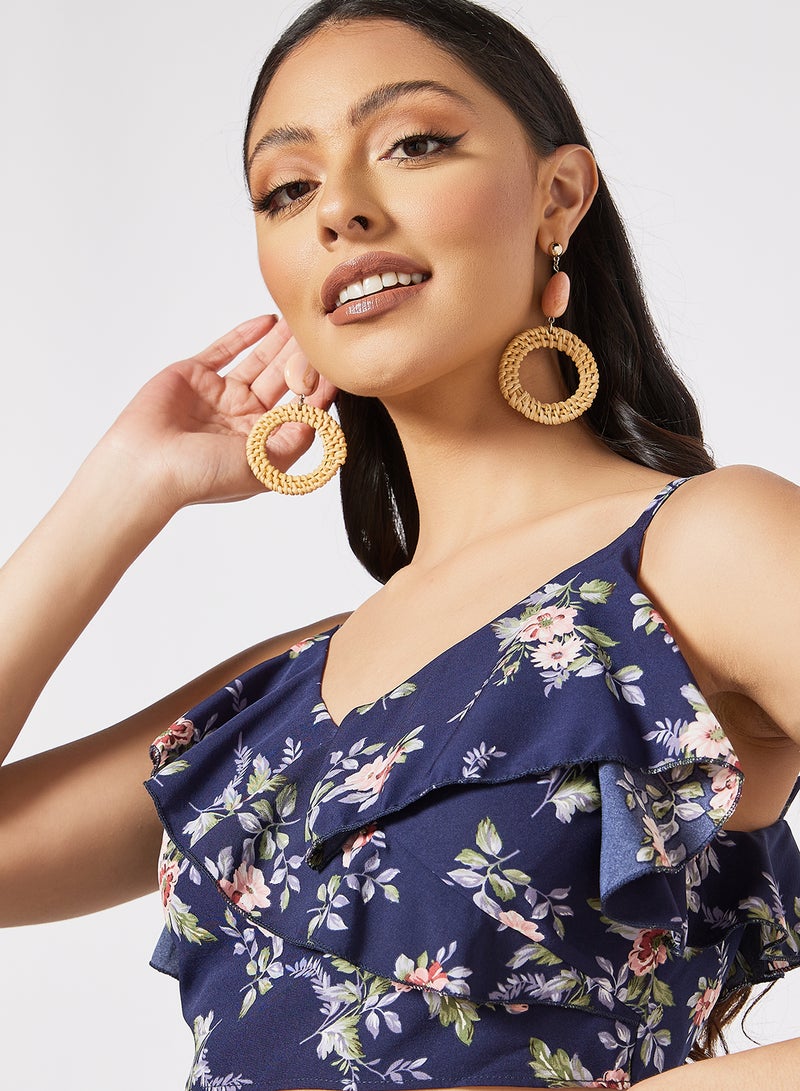 LABEL RAIL Floral Print Crop Top Blue - Image 4