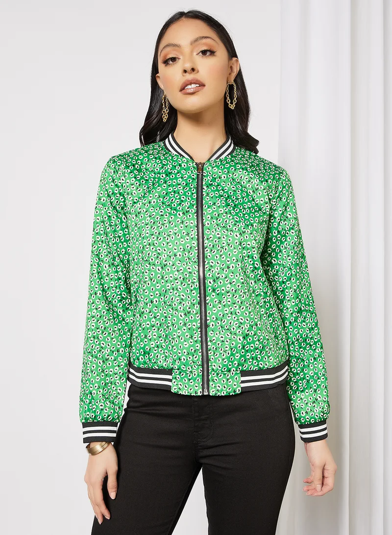 LABEL RAIL Floral Print Bomber Jacket