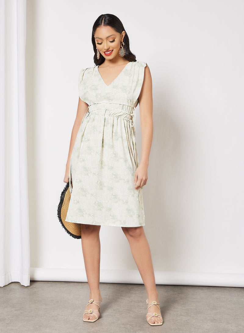 LABEL RAIL - Tie-Up Waist Dress Green - Image 1