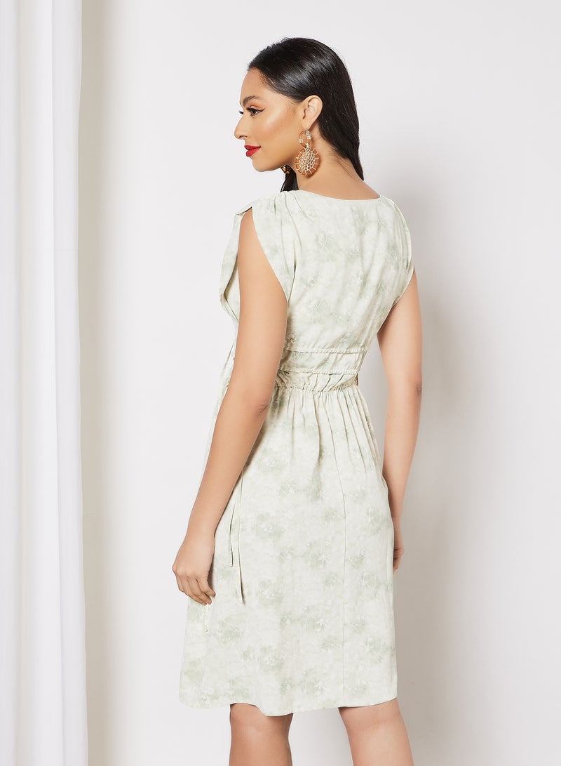 LABEL RAIL - Tie-Up Waist Dress Green - Image 1