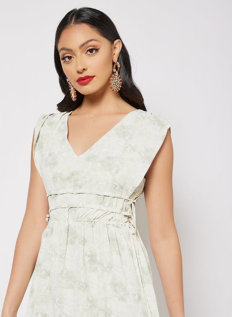 LABEL RAIL - Tie-Up Waist Dress Green - Image 1