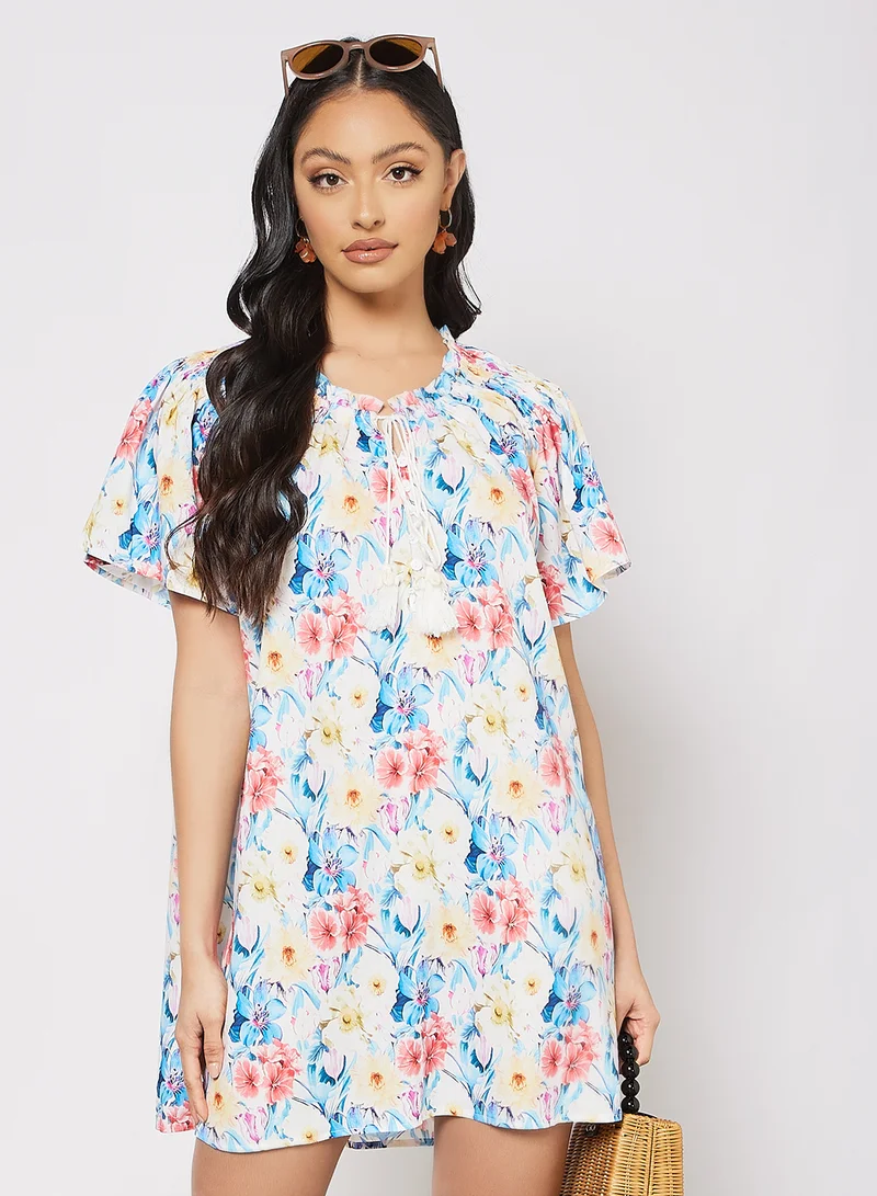 LABEL RAIL Floral Print Mini Dress