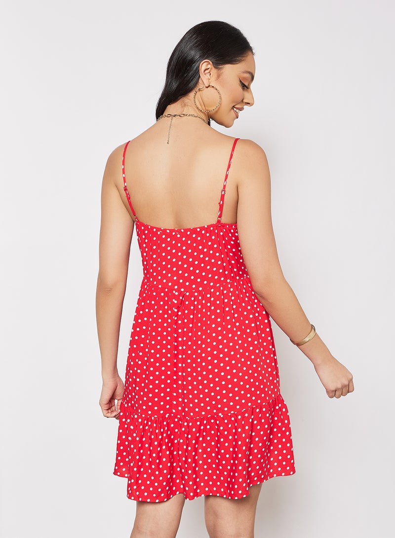 LABEL RAIL - Polka Dot Mini Dress Red - Image 1