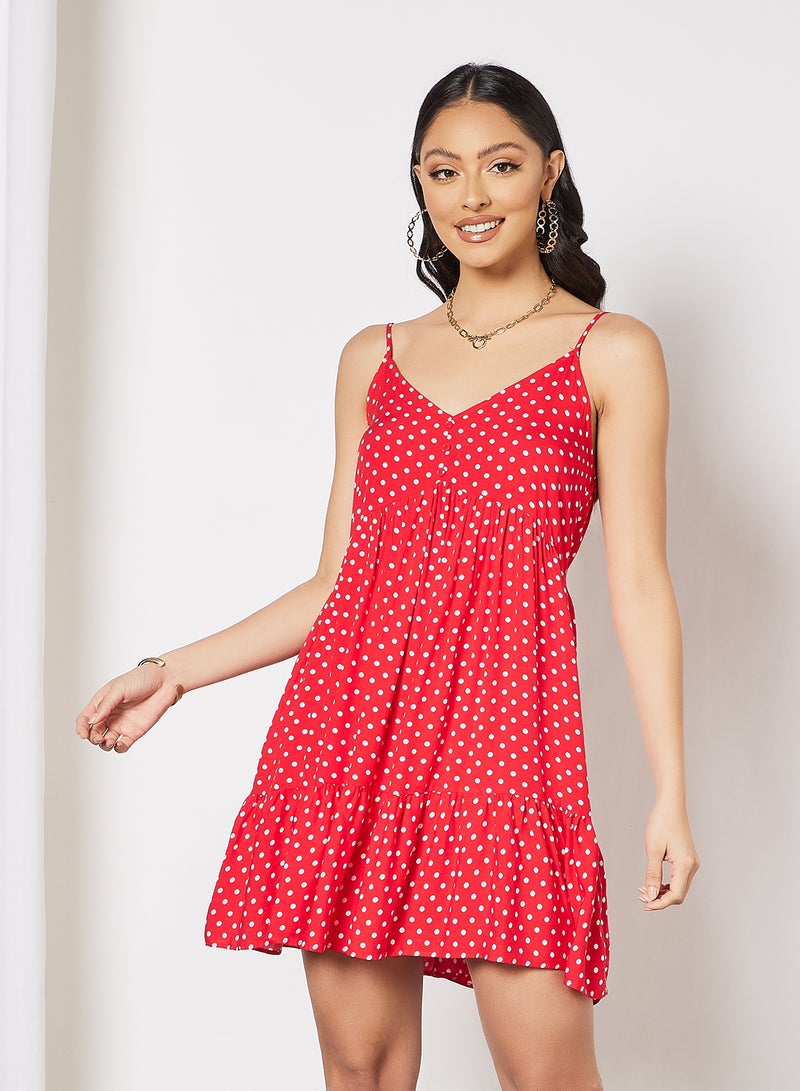 LABEL RAIL - Polka Dot Mini Dress Red - Image 1