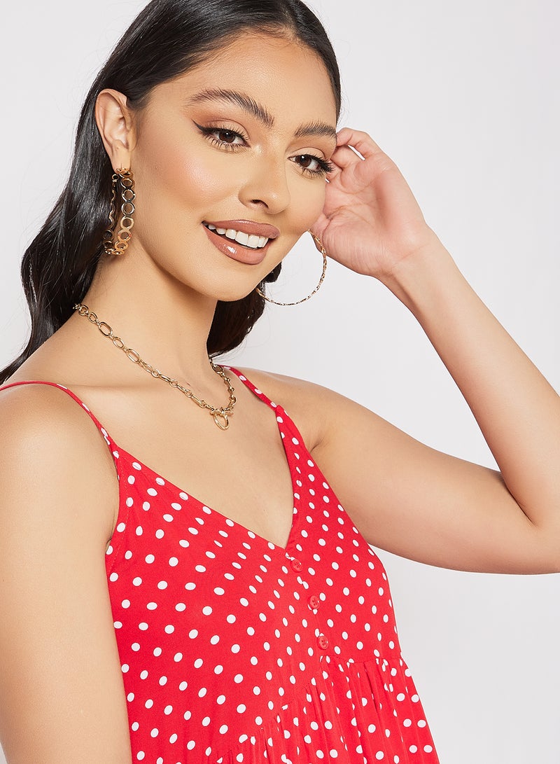 LABEL RAIL - Polka Dot Mini Dress Red - Image 1