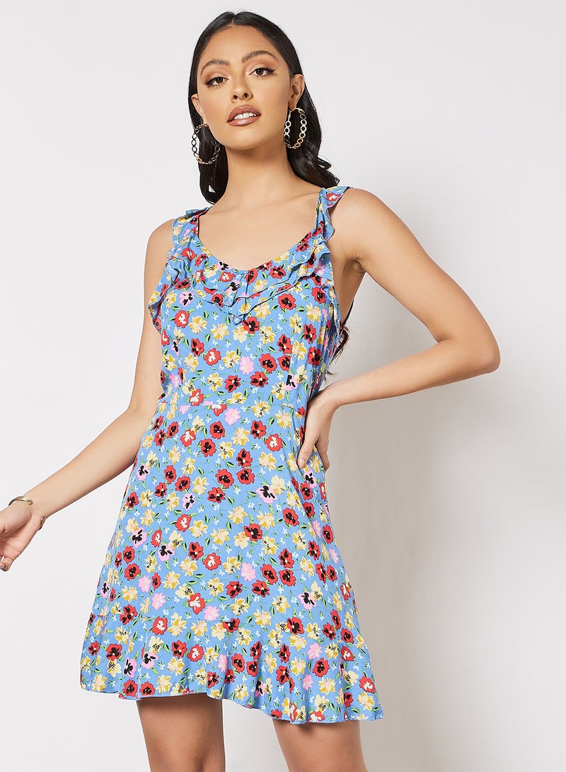 LABEL RAIL - Floral Print Dress Blue - Image 1